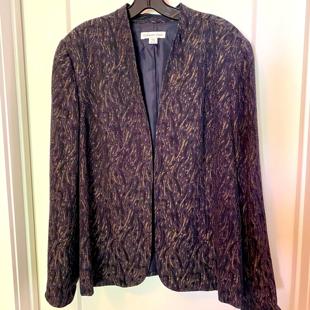 Coldwater Creek Tailored Jacket, Size XL, Black with Gold